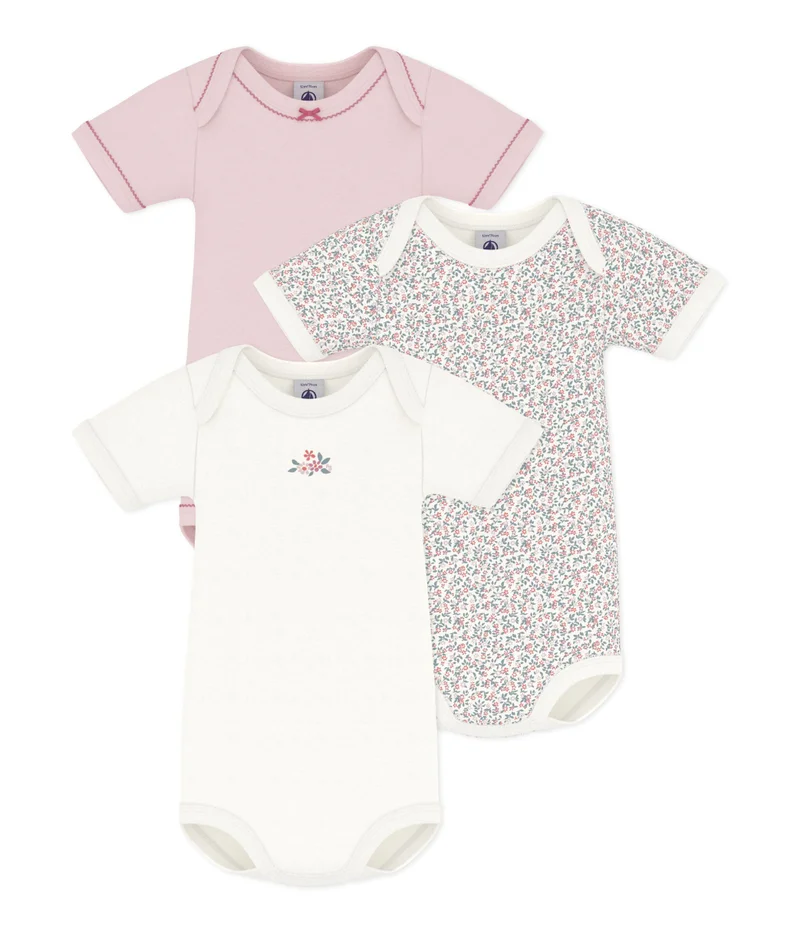 بيتي باتو Pack Of Short-Sleeved Flower Print Cotton Bodies For Babies
