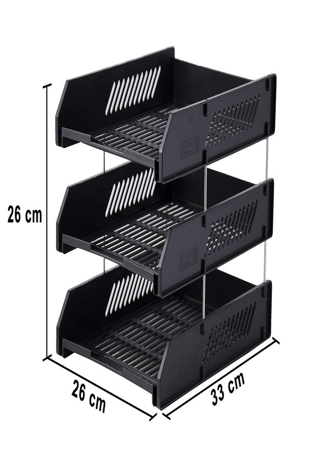 Chrome 9636 3-Tier Plastic Document Tray (Black) - Image 3