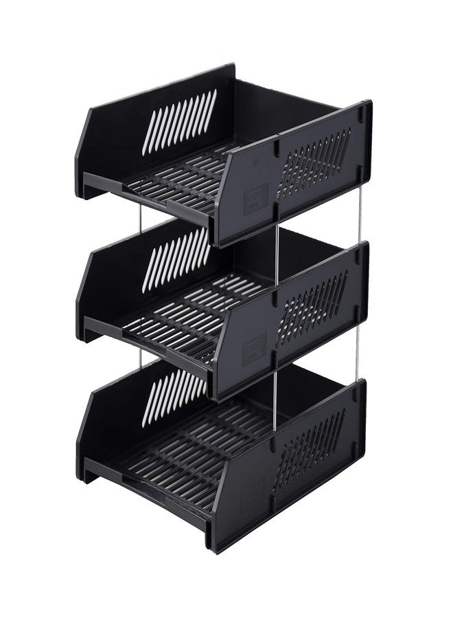 Chrome 9636 3-Tier Plastic Document Tray (Black) - Image 1