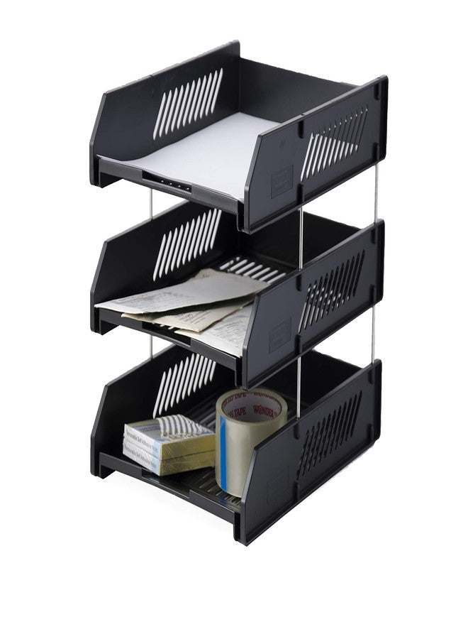 Chrome 9636 3-Tier Plastic Document Tray (Black) - Image 2