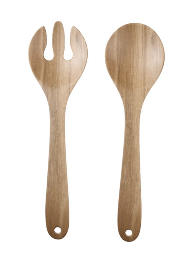Felli 2-Piece Modern and Elegant Design Melamine Salad Serving Spoon Set Brown