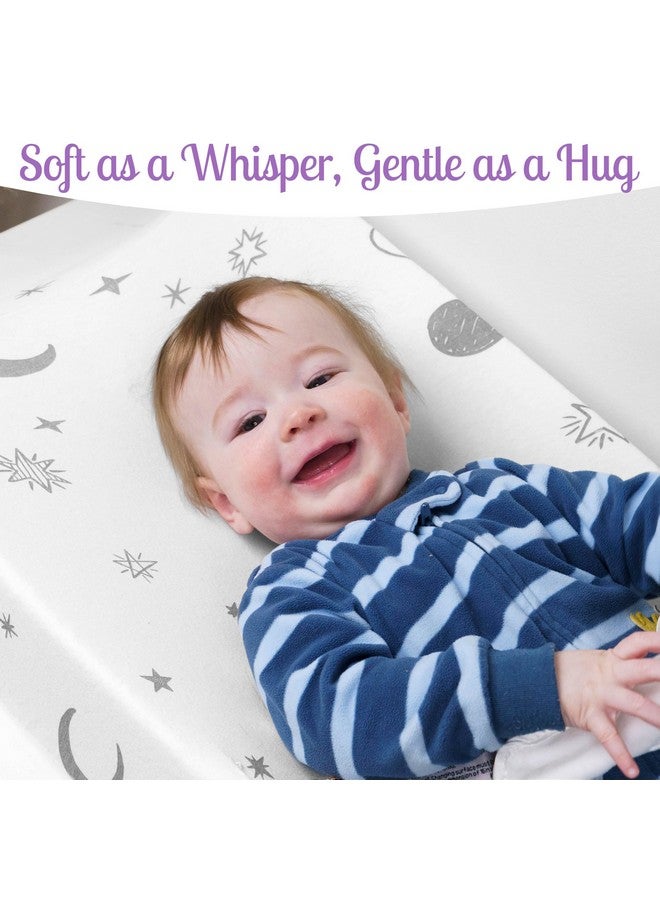 GrowWILD غطاء وسادة تغيير GROW WILD 3 عبوات | قطن جيرسي ناعم ومرن | غطاء وسادة طاولة تغيير الأطفال | أغطية وسادة تغيير الحفاضات للبنات والأولاد (نجوم، قمر و كوكبات) - Image 5