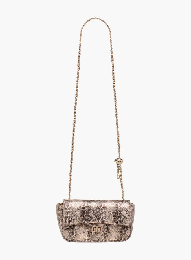 فلورا بيلا من شو إكسبرس Animal Print Crossbody Bag with Chain Strap and Twist Lock Closure