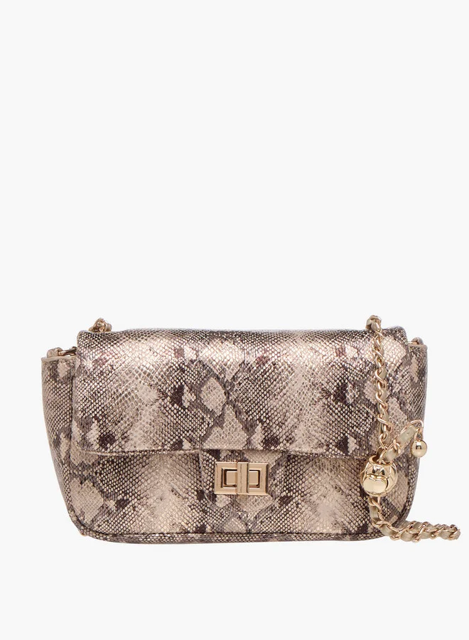 فلورا بيلا من شو إكسبرس Animal Print Crossbody Bag with Chain Strap and Twist Lock Closure