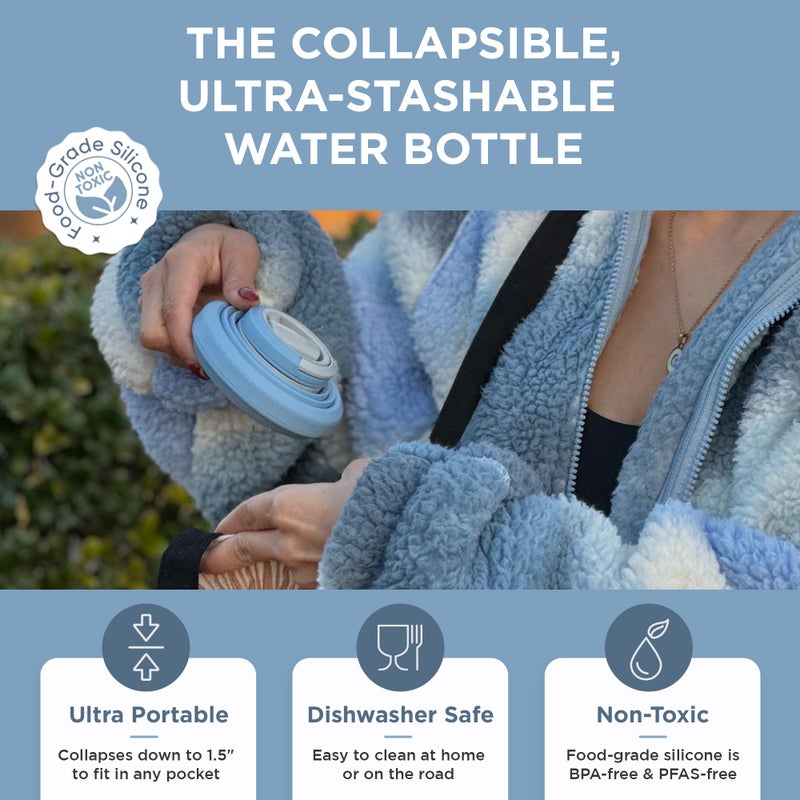 HYDAWAY Collapsible Water Bottle - 25oz I Reusable Water Bottle with Flip Top Lid for Travel  Hiking  Backpacking I Portable & Leakproof  Food-Grade Silicone  BPA Free  Collapses to 1.5 - Image 3