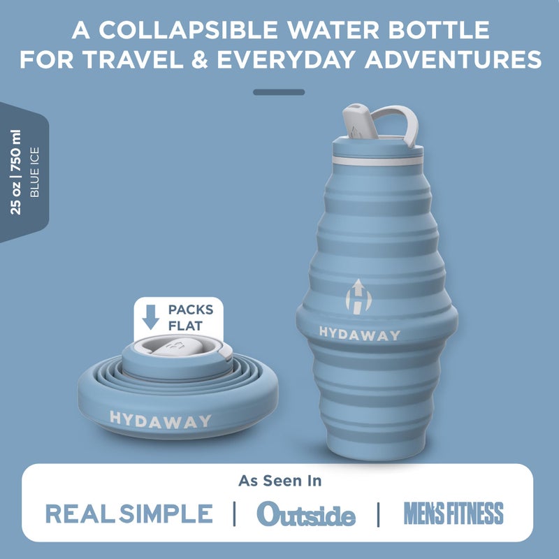 HYDAWAY Collapsible Water Bottle - 25oz I Reusable Water Bottle with Flip Top Lid for Travel  Hiking  Backpacking I Portable & Leakproof  Food-Grade Silicone  BPA Free  Collapses to 1.5 - Image 2