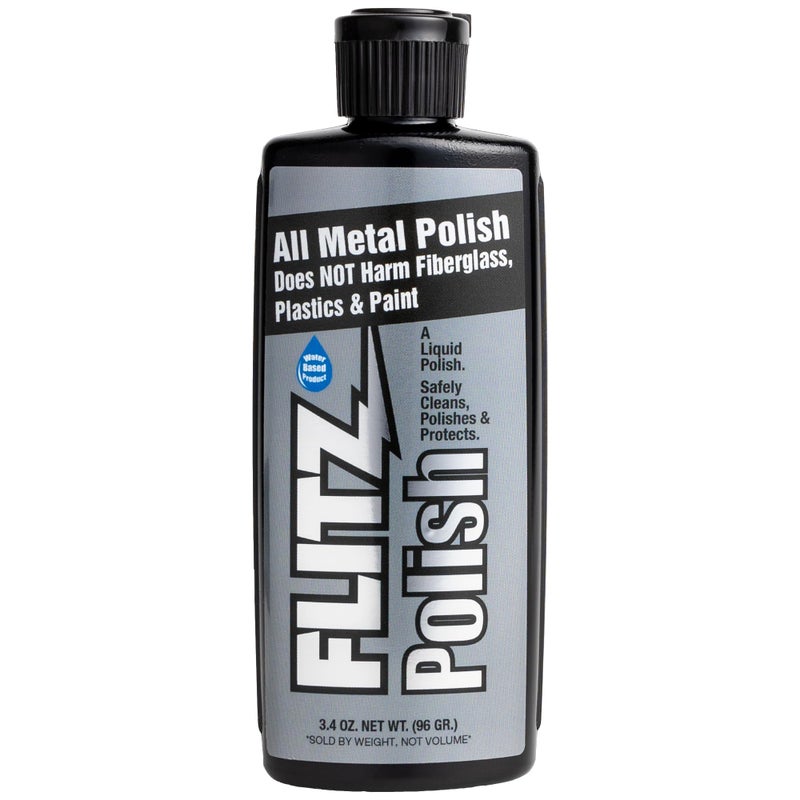 Flitz Metal Polish and Cleaner Liquid for All Metal, Also Works On Plastic, Fiberglass, Aluminum, Jewelry, Sterling Silver: Great for Headlight Restoration and Rust Remover, 3.4 oz - Image 1