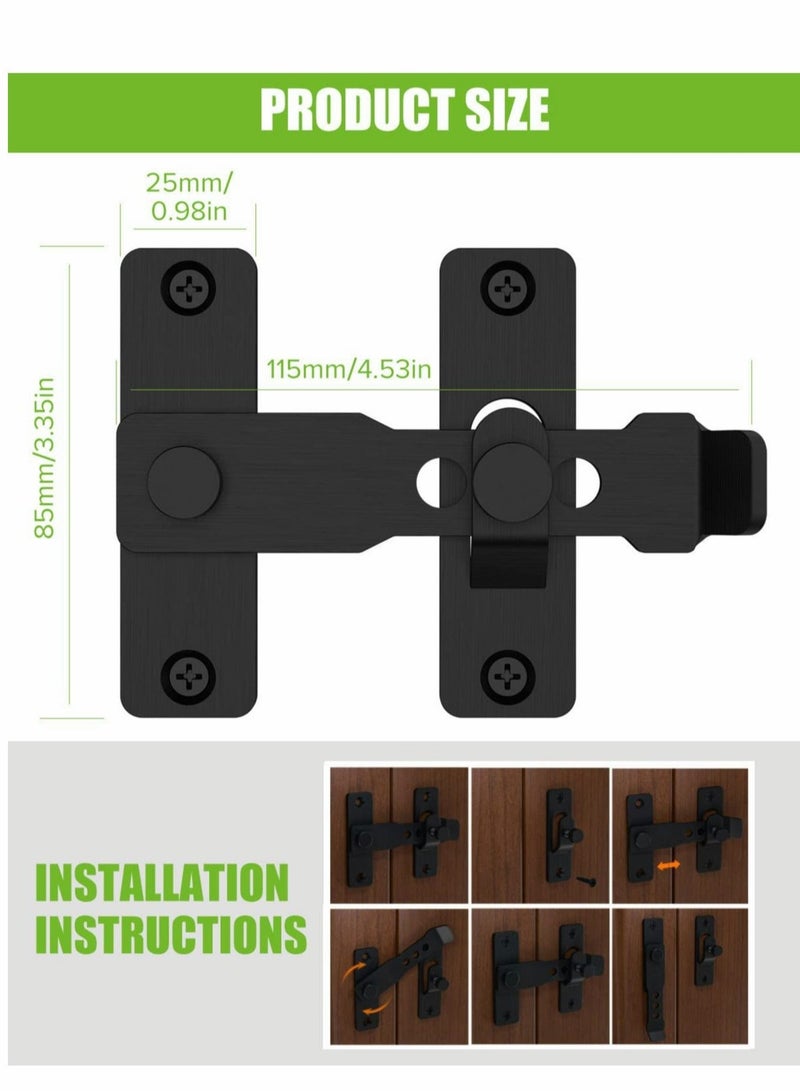Captaintech Barn Door Lock, Flip Gate Latches, 304 Stainless Steel Heavy Duty Safety Door Bolt Latch Lock For Sliding Barn Door Latch Lock, Fence, Garden, Bathroom, Outdoor, Shed, Garage Door Black - Image 4