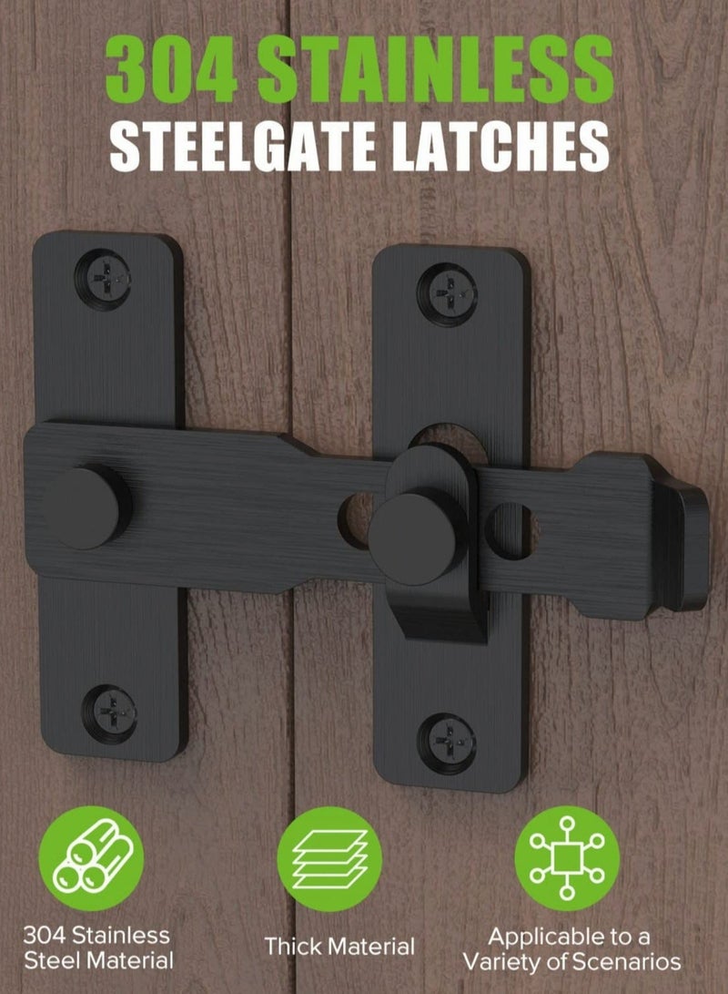 Captaintech Barn Door Lock, Flip Gate Latches, 304 Stainless Steel Heavy Duty Safety Door Bolt Latch Lock For Sliding Barn Door Latch Lock, Fence, Garden, Bathroom, Outdoor, Shed, Garage Door Black - Image 2
