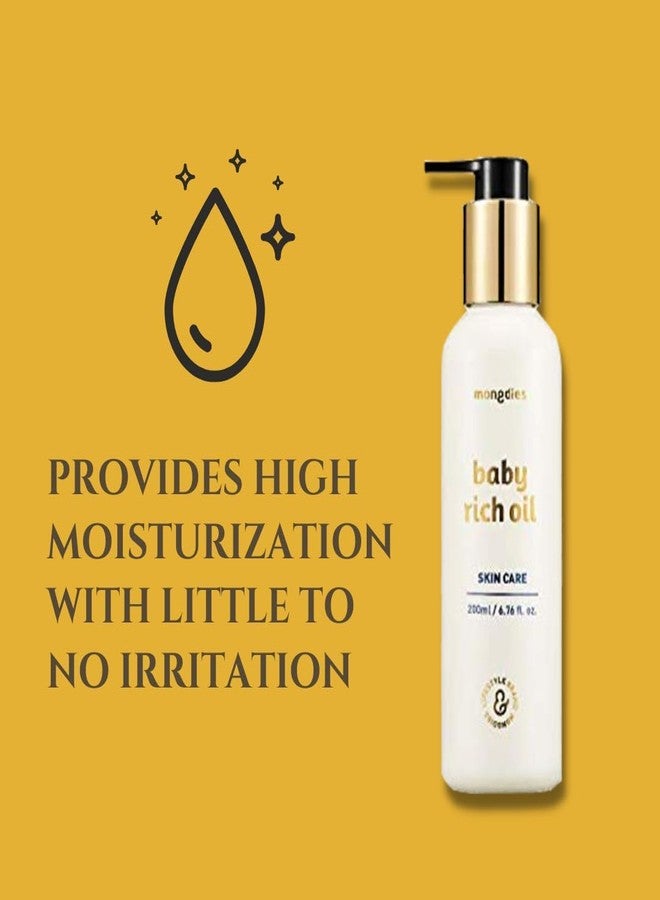 mongdies Baby Rich Oil | 99.9% Plant-Derived Natural Formula | Lightweight & Non-Sticky Fast Absorption | Deep Hydration & Sebum Balance | Dermatologist Tested | 6.76 fl. oz - Image 3