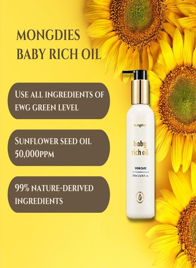 mongdies Baby Rich Oil | 99.9% Plant-Derived Natural Formula | Lightweight & Non-Sticky Fast Absorption | Deep Hydration & Sebum Balance | Dermatologist Tested | 6.76 fl. oz - Image 2