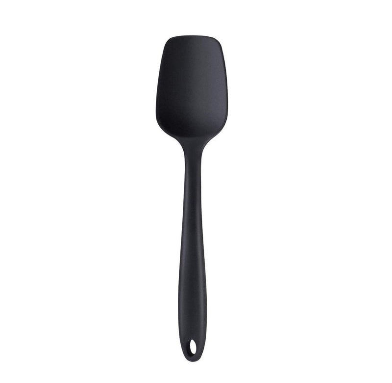 we3 Silicone Spatula Turner Spoon XL 27 cm | Heat Resistant 450°F | Non Stick Cookware Safe | Stainless Steel Core | Black - Image 1