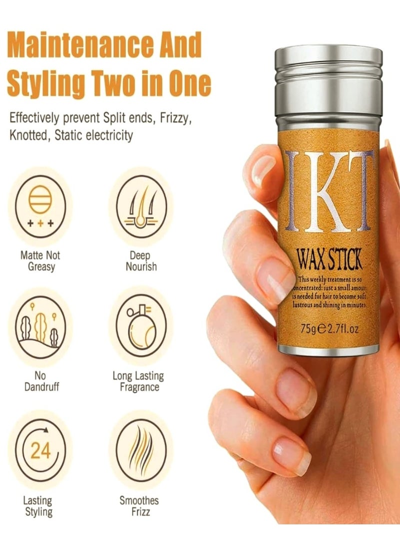 IKT Hair Wax Stick for Smooth Wigs, Non-Greasy Styling Solution for Flyaways, Edges, and Frizz , Hair Pomade Stick, Strong Hold Makes Hair Look Neat and Tidy Easy Styling - 75g e 2.7 fl.oz ( 1 PC ) - Image 3
