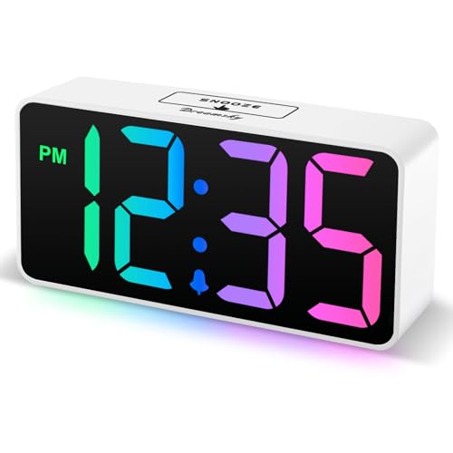 DreamSky Super Loud Alarm Clock for Heavy Sleepers - RGB Small Digital Clock for Kids Bedroom Bedside Nightstand, Electric Desk Clock with Large Number, Dimmer, Adjustable Volume, USB-C Powered - Image 1