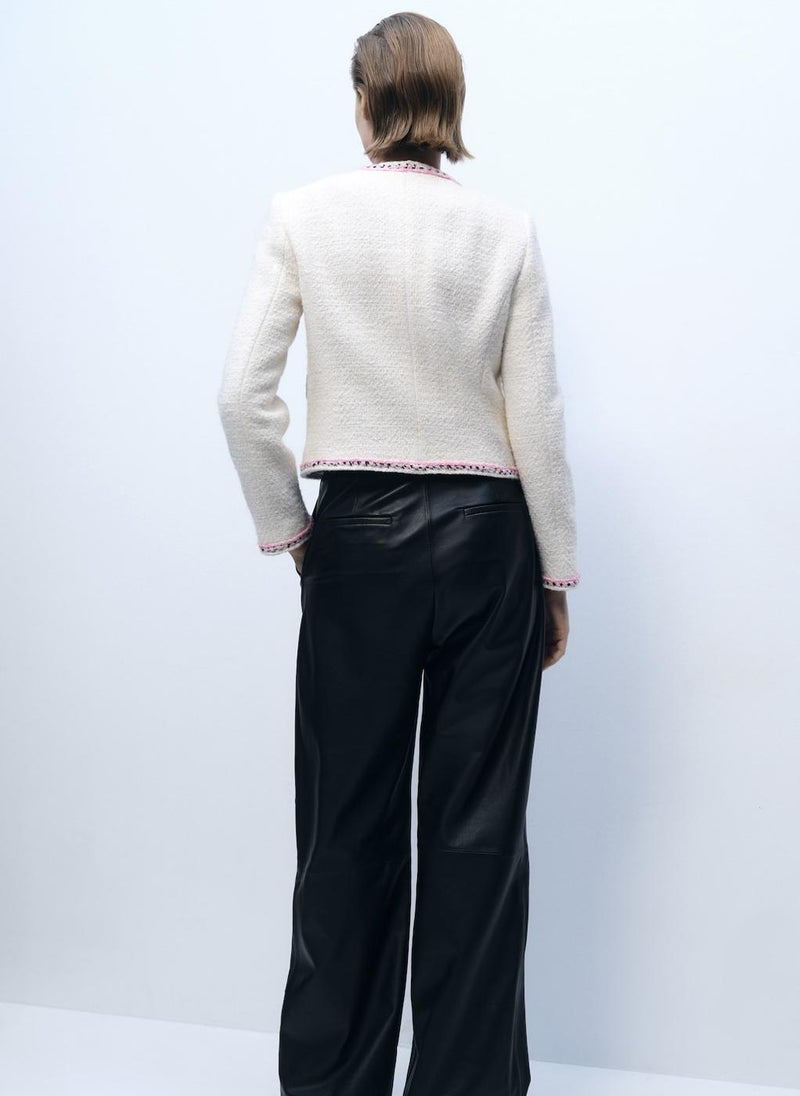 MANGO Contrasting Trims Tweed Jacket  - Image 2