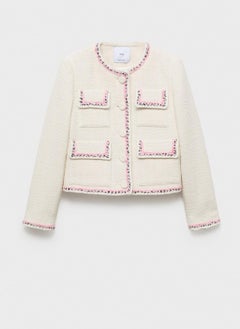 MANGO Contrasting Trims Tweed Jacket  - Image 5