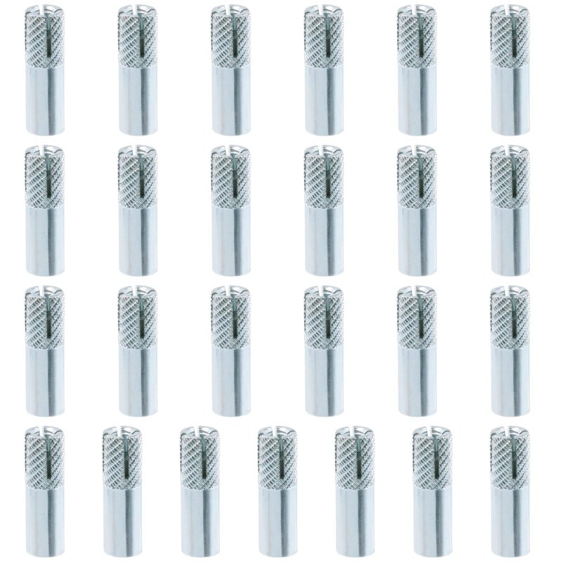 Swpeet 25Pcs 14 Inch Premium Zinc Plated Carbon Steel Concrete Knurled Drop in Anchors Assortment Kit Expansion Screws Internal Forced Expansion Bolts for Solid Concrete - Image 2