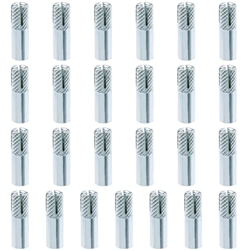 Swpeet 25Pcs 14 Inch Premium Zinc Plated Carbon Steel Concrete Knurled Drop in Anchors Assortment Kit Expansion Screws Internal Forced Expansion Bolts for Solid Concrete - Image 1