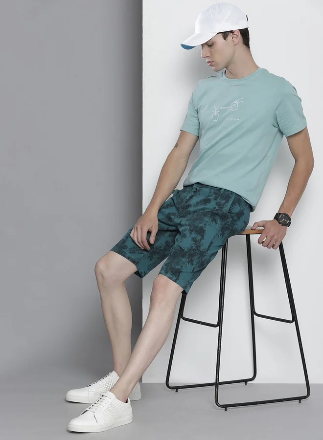 The Indian Garage Co Blue Men Blue Slim Fit Printed Shorts for Men | Best Price UAE
