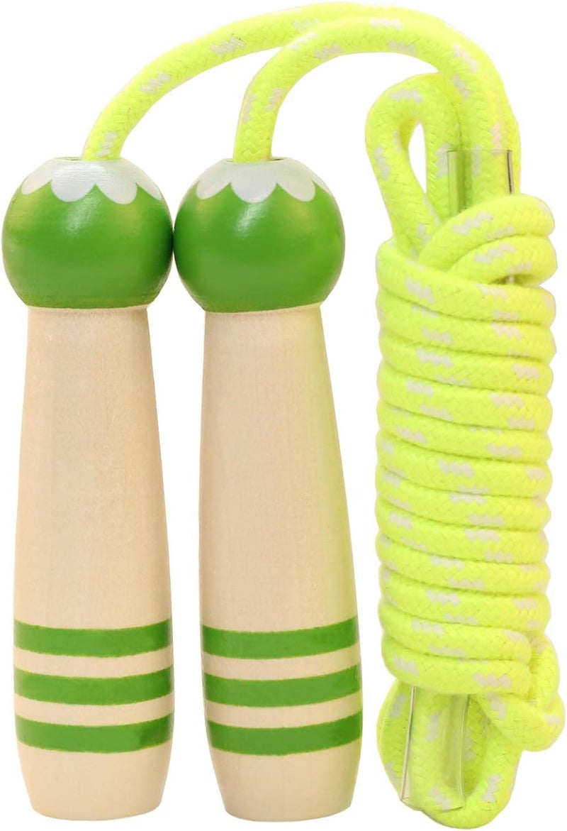 Ace one Jump Rope Kids, 7ft Adjustable Cotton Skipping Rope with Wooden Handle for Boys and Girls Fitness Outdoor Exercise - Image 1