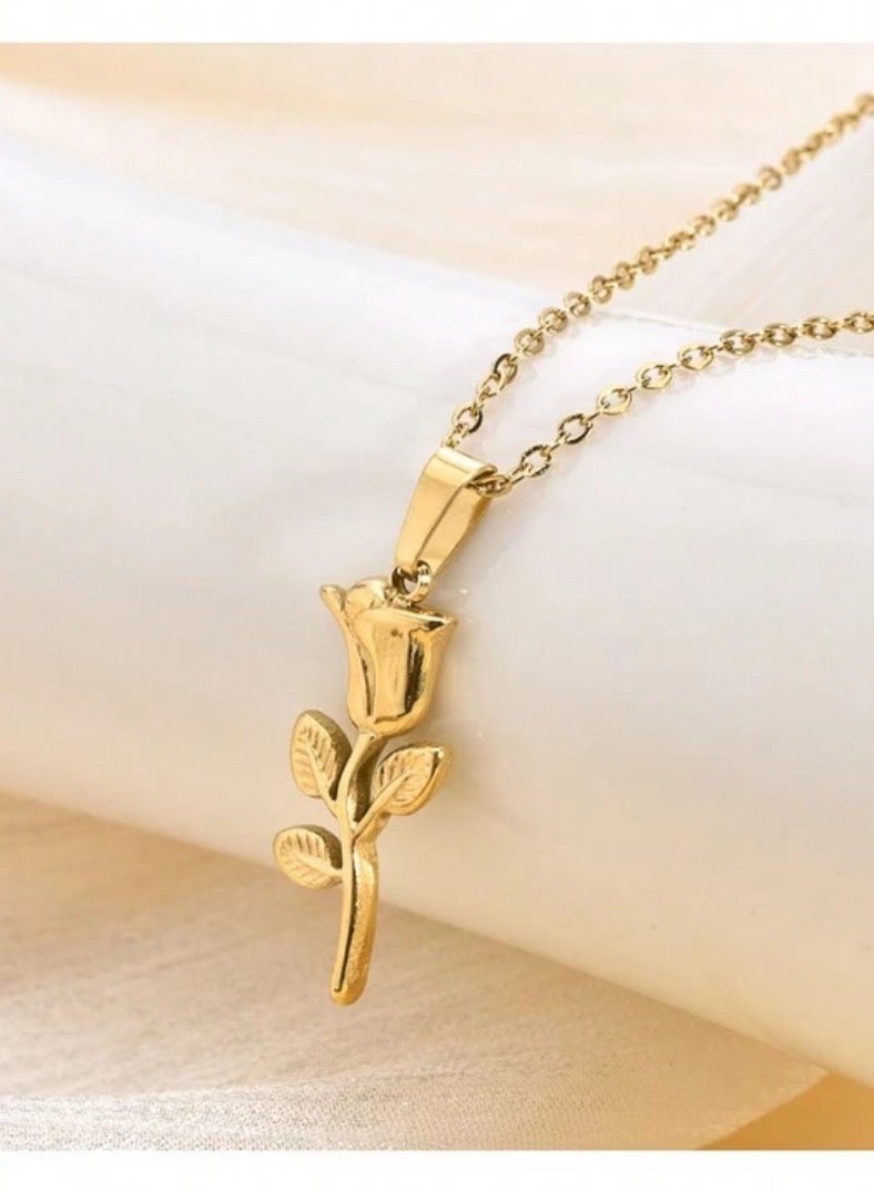 إيكوال سلسال نسائي أنيق مصنوع من الاستانلس ستيل مطلي باللون الذهبي - Image 1