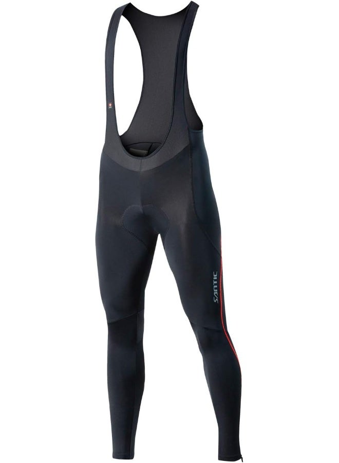 Santic Cycling Bib Tights Men Padded Cycling Bib Pants Long Padded with Pocket - Image 1