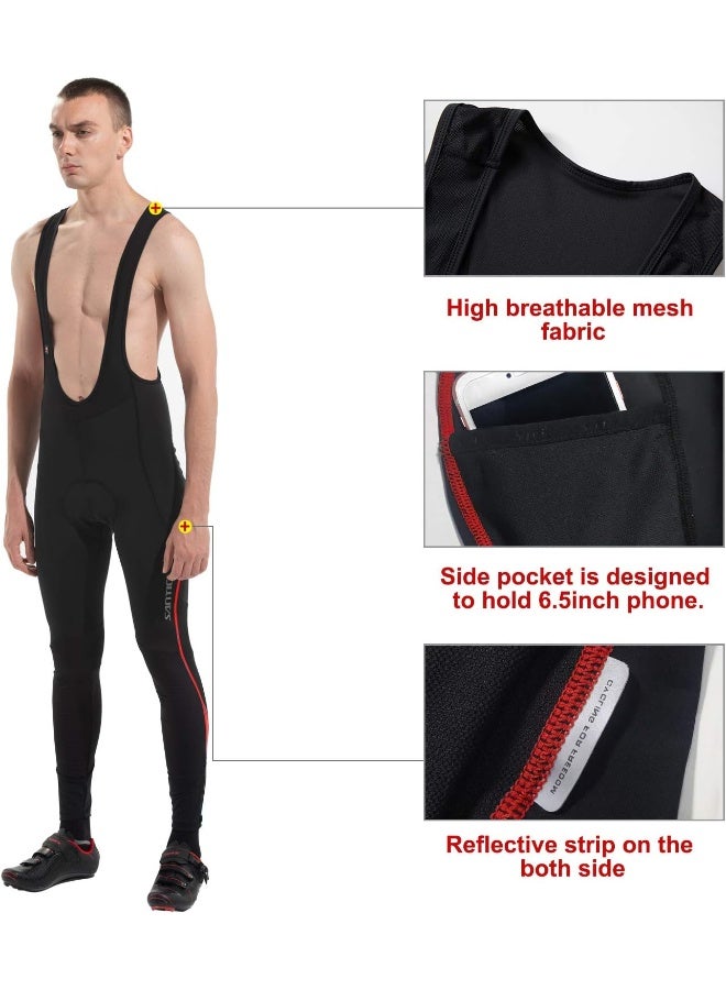 Santic Cycling Bib Tights Men Padded Cycling Bib Pants Long Padded with Pocket - Image 4