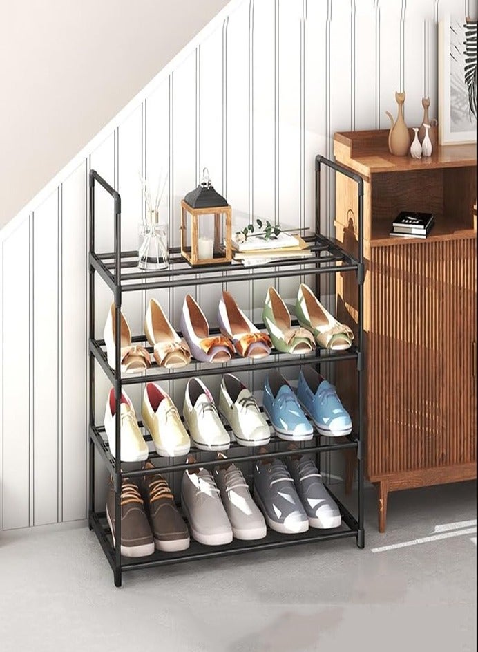 0TO1 TECH Shoe Rack, 4-Tier Shoe Organizer, Shoe Shelf Storage Organizer with Handle, Metal Sturdy Shoe Holder for Shoe Storage,Stackable Shoe Shelf for Entryway, Doorway and Bedroom ﻿ - Image 2