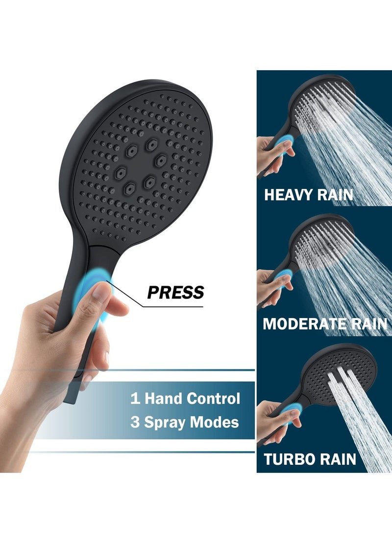 High-Pressure Shower Head with Handheld, 3 Mode Spray Showerhead, 5 Inch Large Face, Black Handheld Shower Head, Adjustable Shower Bracket Holder - Image 5