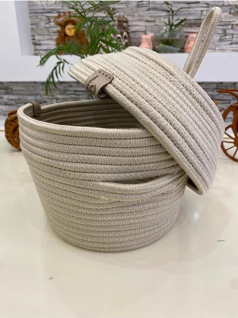 BDZ Deri BDZ Leather Jute Wicker Basket Covered Organizer