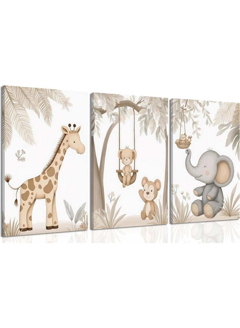 موان تابلوه حائط اطفال 3 قطع 30×40 سم لكل قطعة - سمك 30 مم - طباعة ديجيتال بطبقة UV - لاصق ذاتي سهل التركيب- خامات امنه - Image 1