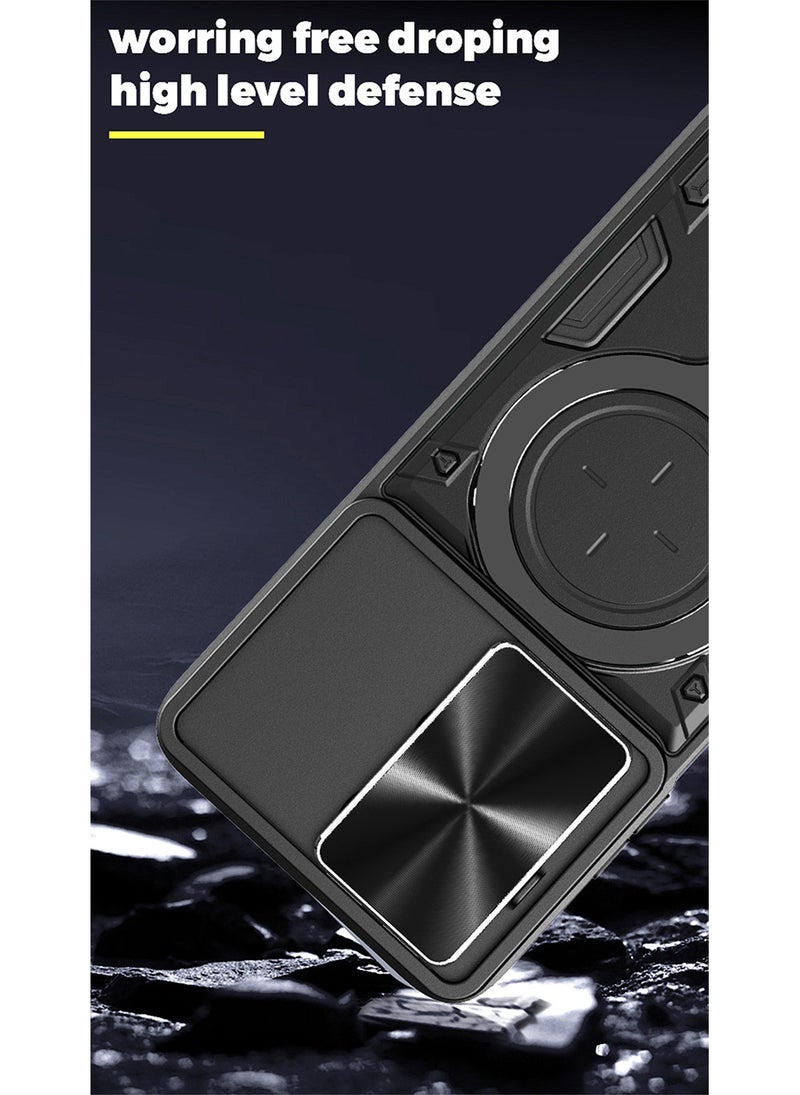 Phone Case for Xiaomi Poco X8 Pro Max with Camera Cover and Ring Holder,Magnetic Car Mount Compatible, Hard Back + Soft Edge Shockproof Protective Cover,Black - Image 5