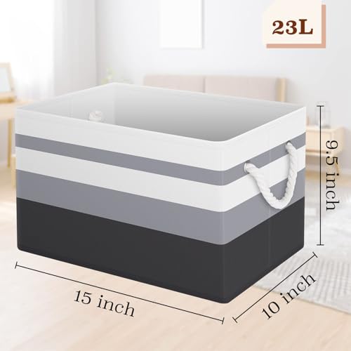StorageTastic Storage Bin,Collapsible Storage Basket For Organizing,Large Storage Boxes With Rope Handles,Storage Containers,Gradient Grey,3 Pack - Image 2