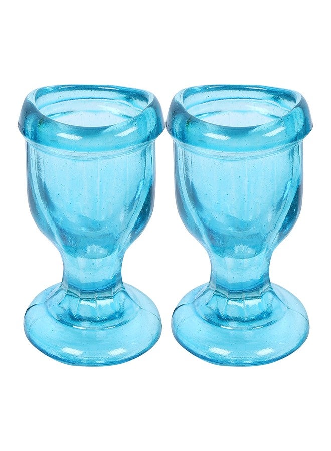 QIMACPLUS Superior, Smooth Edge, Glass Eye Wash Cups with Engineering Design to Fit Eyes for Effective Eye Cleansing, Eye Shaped Rim, Snug Fit- with Storage Container set of 2 pcs (Sky Blue) - Image 1