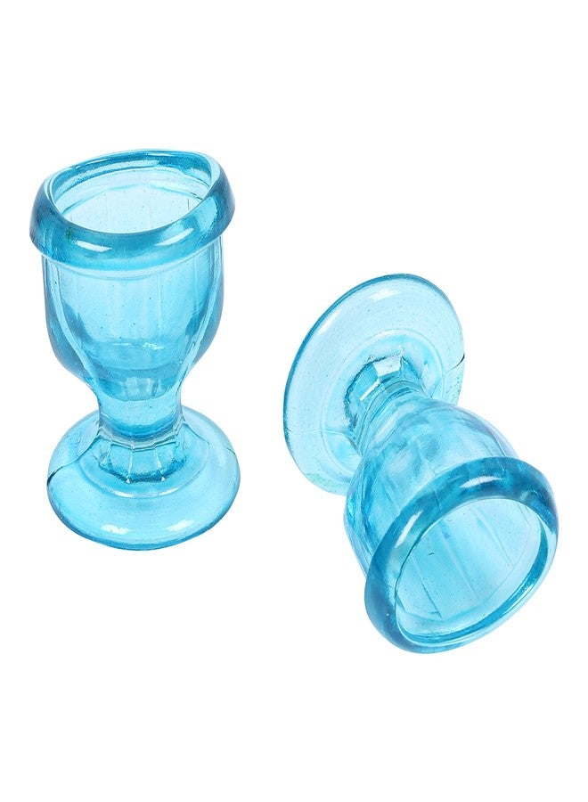 QIMACPLUS Superior, Smooth Edge, Glass Eye Wash Cups with Engineering Design to Fit Eyes for Effective Eye Cleansing, Eye Shaped Rim, Snug Fit- with Storage Container set of 2 pcs (Sky Blue) - Image 3