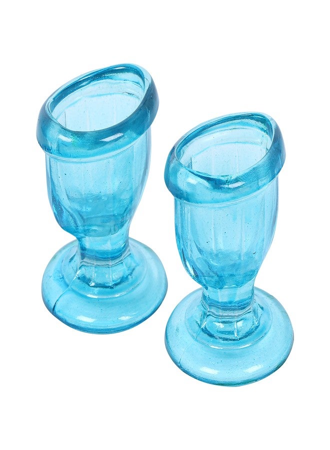 QIMACPLUS Superior, Smooth Edge, Glass Eye Wash Cups with Engineering Design to Fit Eyes for Effective Eye Cleansing, Eye Shaped Rim, Snug Fit- with Storage Container set of 2 pcs (Sky Blue) - Image 2
