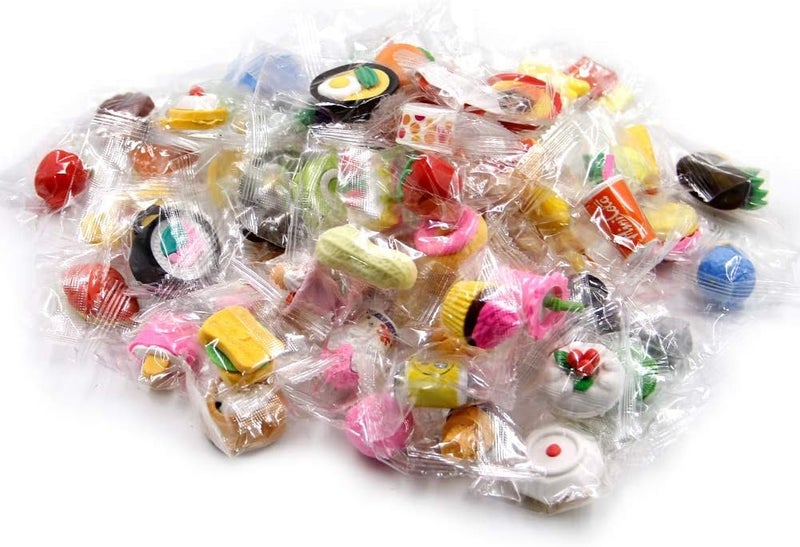 Cllayees 72 Pcs Assorted Food Pencil Erasers Toy Set, Cake Dessert Fruit Puzzle Erasers Toys for Kids Reward Party Favors (Food) - Image 3