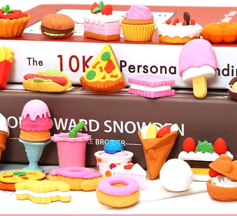 Cllayees 72 Pcs Assorted Food Pencil Erasers Toy Set, Cake Dessert Fruit Puzzle Erasers Toys for Kids Reward Party Favors (Food) - Image 4
