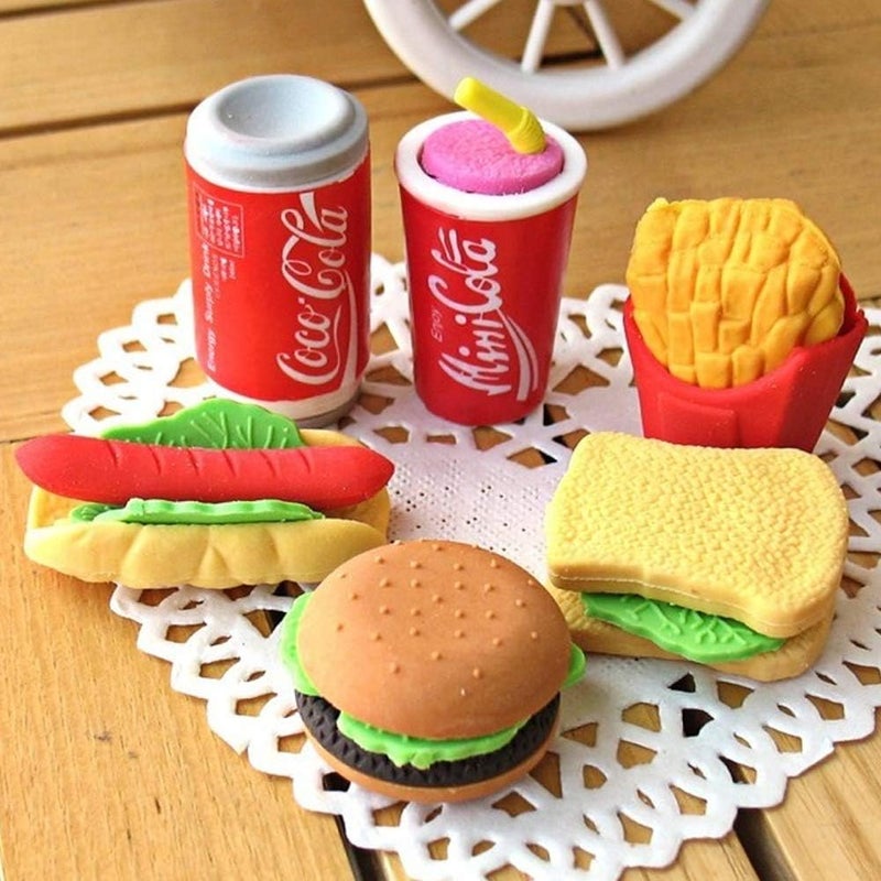 Cllayees 72 Pcs Assorted Food Pencil Erasers Toy Set, Cake Dessert Fruit Puzzle Erasers Toys for Kids Reward Party Favors (Food) - Image 5