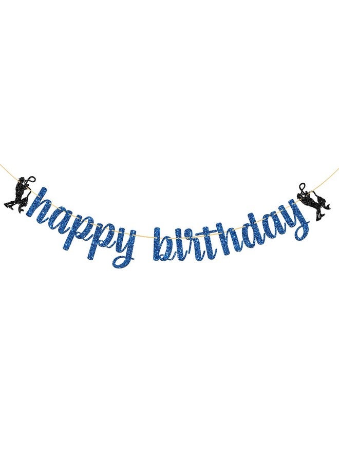 WeBenison Fishing Happy Birthday Banner/Men's Birthday Banner/Fishing Enthusiasts/Fisherman Birthday Party Decoration Supplies Blue Glitter - Image 1