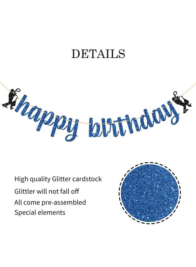WeBenison Fishing Happy Birthday Banner/Men's Birthday Banner/Fishing Enthusiasts/Fisherman Birthday Party Decoration Supplies Blue Glitter - Image 3