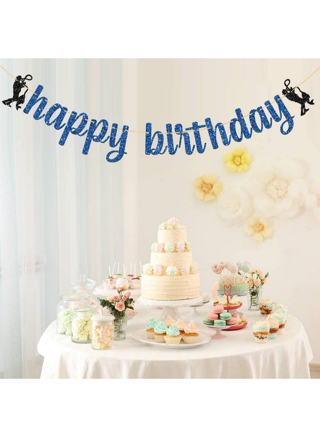WeBenison Fishing Happy Birthday Banner/Men's Birthday Banner/Fishing Enthusiasts/Fisherman Birthday Party Decoration Supplies Blue Glitter - Image 4