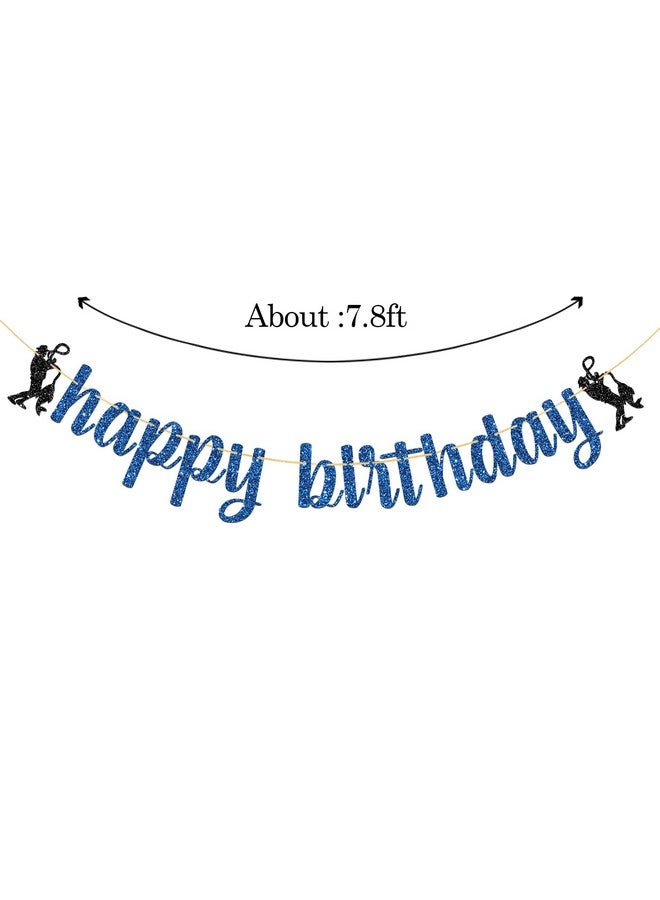 WeBenison Fishing Happy Birthday Banner/Men's Birthday Banner/Fishing Enthusiasts/Fisherman Birthday Party Decoration Supplies Blue Glitter - Image 2
