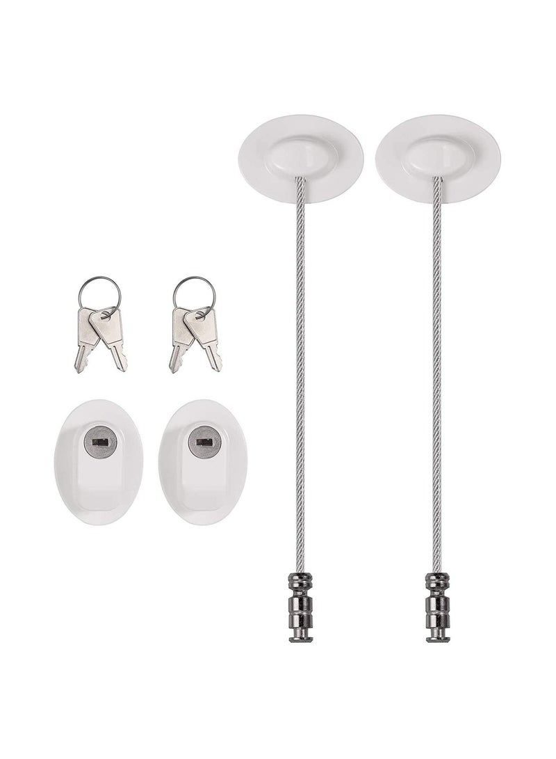 SYOSI 2Pack Fridge Locks Refrigerator Lock Freezer Locks with 4 Keys Baby Safety Door Lock Window Locks Strong 3M Adhesive No Drill Childproof Lock Fridge Door Cabinet Drawer Locks -White  - Image 1