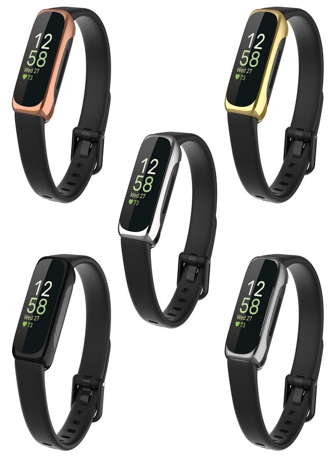 Simpeak 5-Pack Soft Screen Protector Case Compatible with Fitbit Inspire 3 Smartwatch, Full Protection Plated Bumper Case Covers, Clear/Silver/Black/Rose Gold/Gold - Image 2