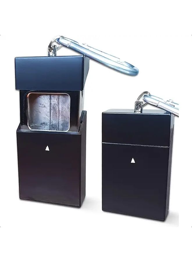 Black Text Laser Printed Travel Ashtray Keychain Fireproof Odor Proof Cigarette Disposal Box - Image 2