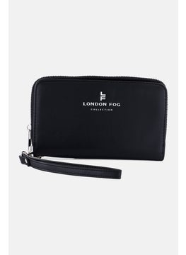 Women Single Zip Around With Front Fold Wallet 11 H x 18 L x 2 W cm, Black