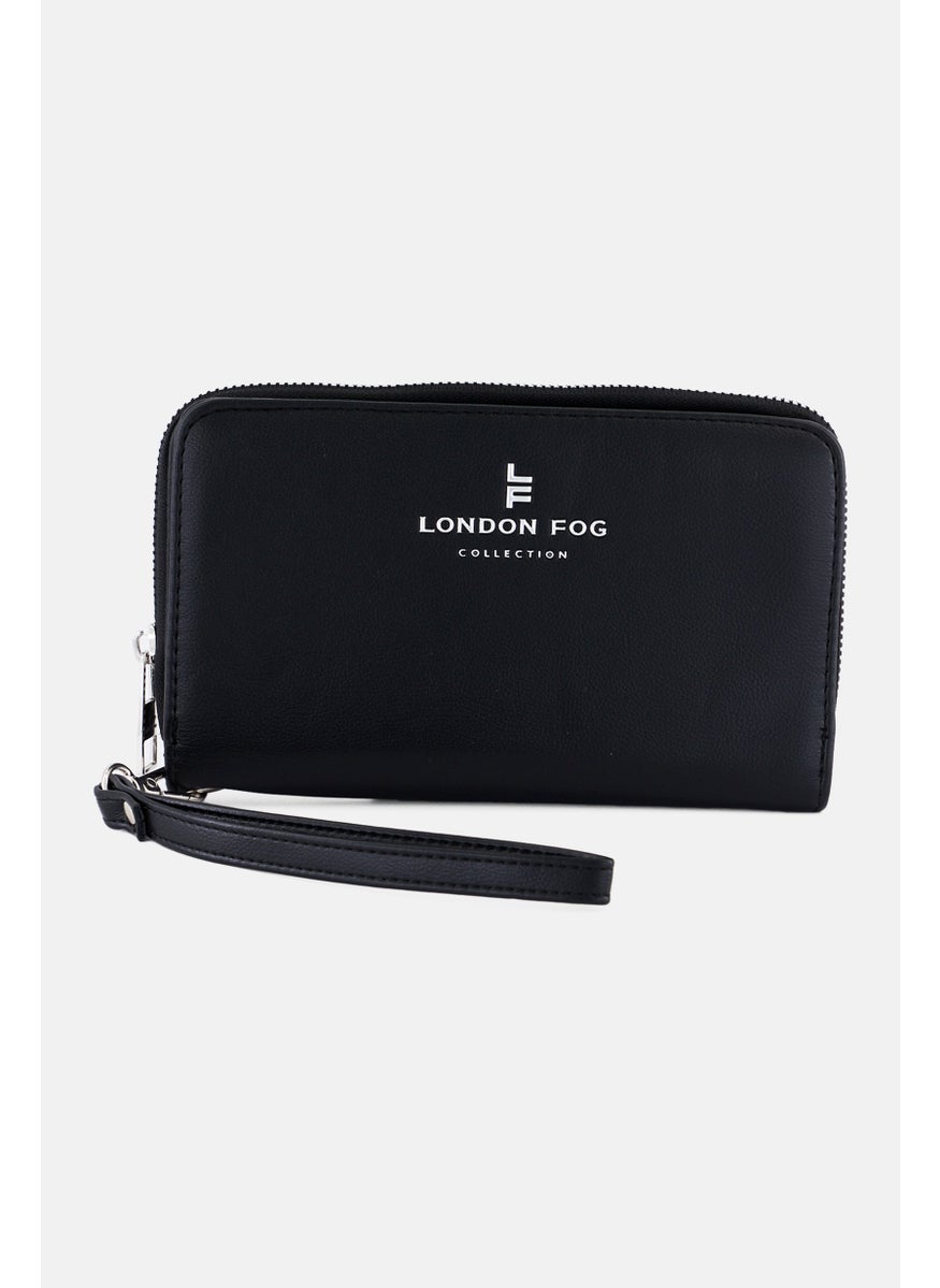 London Fog Women Single Zip Around With Front Fold Wallet 11 H x 18 L x 2 W cm, Black  - Image 1