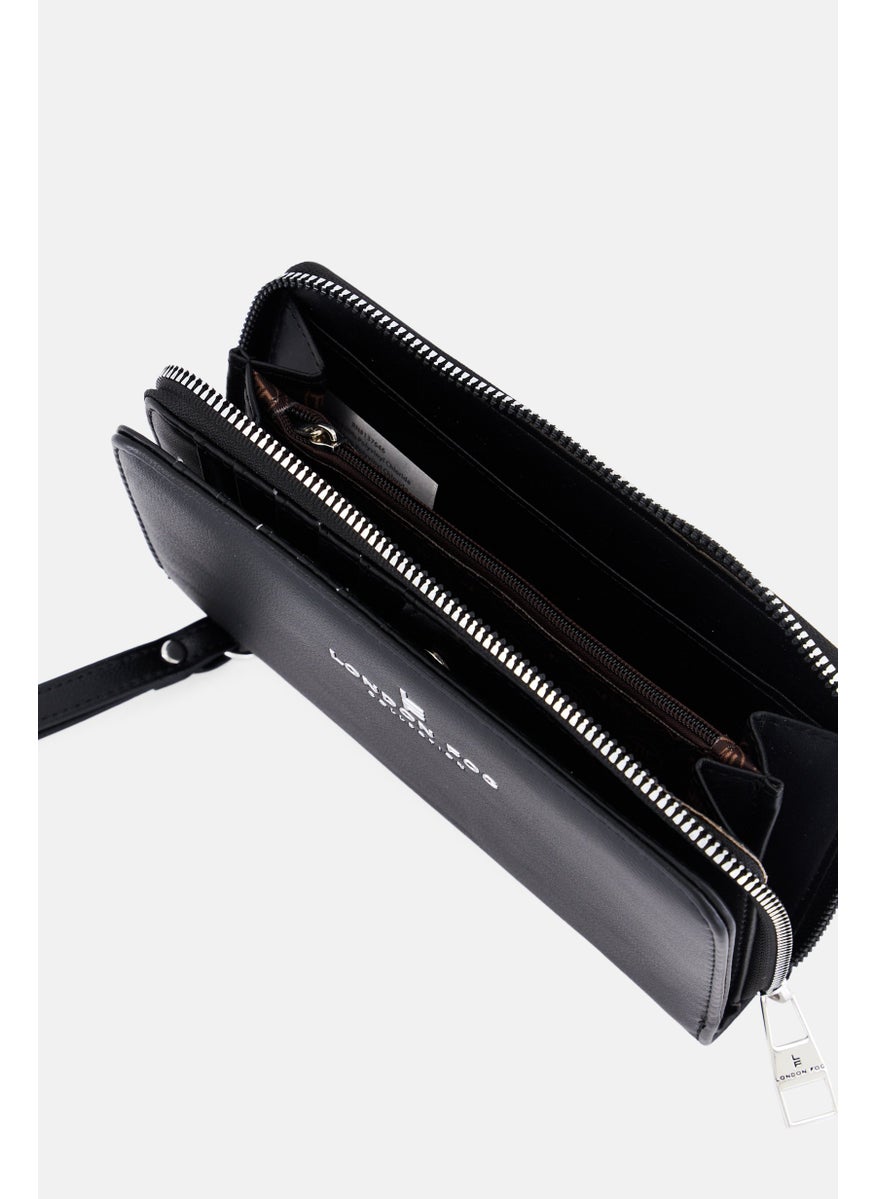London Fog Women Single Zip Around With Front Fold Wallet 11 H x 18 L x 2 W cm, Black  - Image 3