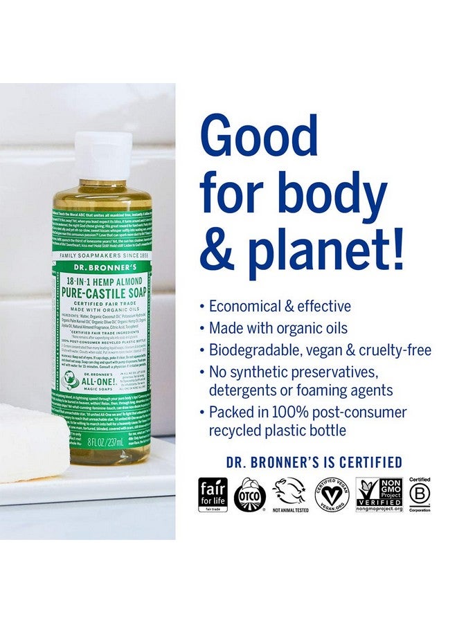 Dr. Bronner's - Pure-Castile Liquid Soap (Almond, 8 ounce) - Made with Organic Oils, 18-in-1 Uses: Face, Body, Hair, Laundry, Pets and Dishes, Concentrated, Vegan, Non-GMO - Image 4